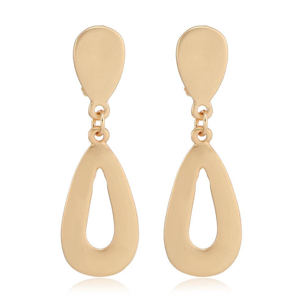 Wholesale Fashion Exaggerated Alloy Geometric Electroplated Matt Gold Clip Earrings